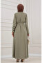 Guipure Detailed Dress-Khaki - 4