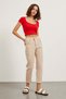 Women's Short Sleeve Pool Neck Tight Red Crop T-Shirt - 2