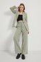 Women's Elastic Waist Wide Leg Khaki Baggy Trousers