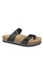 9910-z34 Anatomical Black Genuine Leather Women's Slippers - Cork Sole - 4