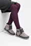 Lace-Up Suede Furry Women's Boots - Gray - 4