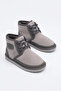 Lace-Up Suede Furry Women's Boots - Gray