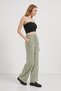 Women's Elastic Waist Wide Leg Khaki Baggy Trousers - 3