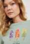 Armalife 4005 ice cream bead embroidered double collar crop women's t-shirt - 2