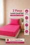 Ranforce Polycotton Single Fitted Sheet Set 2 Pieces High Bed 100X200X30 Pink - 2