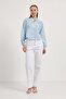 Muslin Blouse with Lace-Up Collar and Button Detail - 3