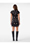 Slim Fit Ornamental Buttoned Cap Sleeve Mandarin Collar Floral Satin Qipao Mini Dress - 3