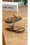 Genuine Leather Adjustable Buckle and Toe-Loop Women's Slippers 9910-Z34