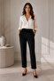 Women's Black Color Elastic Waist Ankle Length Double Leg Basic Model Trousers - 3