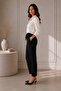 Women's Black Color Elastic Waist Ankle Length Double Leg Basic Model Trousers - 4