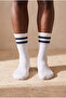 Towel Sole Striped Men's Socks Navy Blue - 2