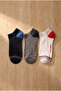 3 Pack Retro Men's Booties Socks White/Navy Blue/Grey
