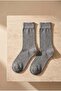 Men's Line Patterned Socks Gray Melange - 3