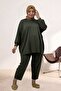 67069 Plus Size Low Sleeve Modal Pants Suit - Khaki