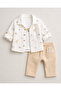 3-Piece Baby Set Muslin Shirt Pant T-Shirt Giraffe Patterned - 2