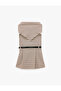 Shawl Collar Belt Detailed Sleeveless A-Line Plaid Patterned Dress - 5