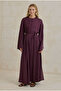 Nervür Motif Liyosel Abaya Bordo - 2