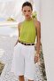 بلوزة بياقة هالتر - أخضر زيتي - 2