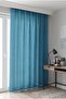 Turquoise Solid Color Background Curtain, Pleat-Free Flat Planting, Extra-Fore Drawstring, Single Wing - 6