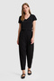 Women's Black V-Neck Basic T-Shirt 50321817-Vr046 - 4