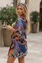 Multi-Colored Patterned Midi Length Viscose Women's Kimono - 9