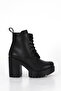 Jvl 207 Lace-Up Detail High Heel Boots-Black-Leather