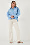 Cotton Oversized Short in the Front and Long in the Back Classic Collar Shirt Shirt 6834985 - 2