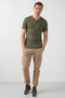 100% Cotton V-Neck Slim Fit T Shirt Men's T Shirt5902122 - 3