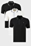 Cotton Regular Fit Stripe Detailed Buttoned Polo Collar 3-Pack t Shirt Men's t Shirt 5902118