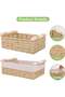 Set of 2 Rectangular Woven Storage Baskets with Washable Liners, Paper Rope Straw Rattan Baskets - 5