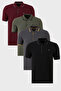 Cotton Regular Fit Stripe Detailed Buttoned Polo Collar 4-Pack t Shirt Men's t Shirt 5902118