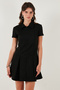 Regular Fit Zip-Up Polo Neck Short Sleeve Pleated Suede Dress Dress 5866438 - 4