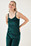 Regular Fit Lace Soft Textured Velvet Pajama Set with Dressing Gown PAJAMA SET 6095545 - 4