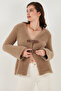 Premium Regular Fit V-Neck Double Belt Plush Cardigan Cardigan 680Hi00112 - 5