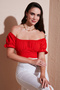 Regular Fit Madonna Collar Lacing Detailed Crop Blouse Bluz 6527017 - 3