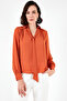 Tie Detailed V-Neck Chiffon Shirt SHIRT 611BZ0047 - 3