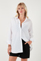Cotton Blend Oversize Shirt with Side Buttons Shirt 611Go00054 - 6