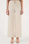 Waist Tied Relaxed Fit Crinkle Fabric Trousers Pants 5869016 - 2