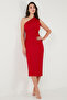 Patterned Slim Fit Midi Length One Shoulder Evening Dress Dress 5866202 - 6