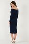 Premium Ribbed Carmen Collar Slim Fit Midi Length Knitwear Dress Dress 680El00033 - 8