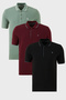 Cotton Regular Fit Stripe Detailed Buttoned Polo Collar 3-Pack t Shirt Men's t Shirt 5902118