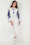 Embroidered Oversize Fit Tie-Up Judge Collar Shirt Shirt 676206 - 3