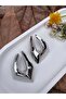 Silver V Pattern Earrings - 2