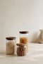 Acacia Wood Lid Glass Storage Jar Set, 3-Piece Set of 500 Ml, 700 ml and 1000 ml Transparent Glass Jars - 2