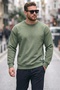 عادية تناسب طاقم الرقبة القطن مشعر من الداخل لينة مضلع العرق الرجال SWEAT5905255