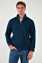 Cotton Regular Fit Half Zipper Stand Collar Sweat Men's Sweat 59052592 - 3