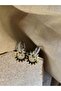 Gold Color Wheel Stone Earrings - 3