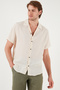 Linen Look Short Sleeve Apache Collar Regular Fit Shirt Men's SHIRT CF23S116775 - 5