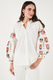 Embroidered Cotton Oversize Fit V-Neck Shirt Shirt 676253 - 6