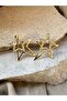 Two Star Earrings with Gold Color Stones - 4